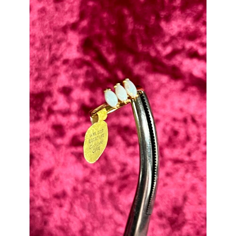 Vintage 14K Gold Electroplate Cocktail Ring Genuine Opal Trilogy Setting Sz 5.75